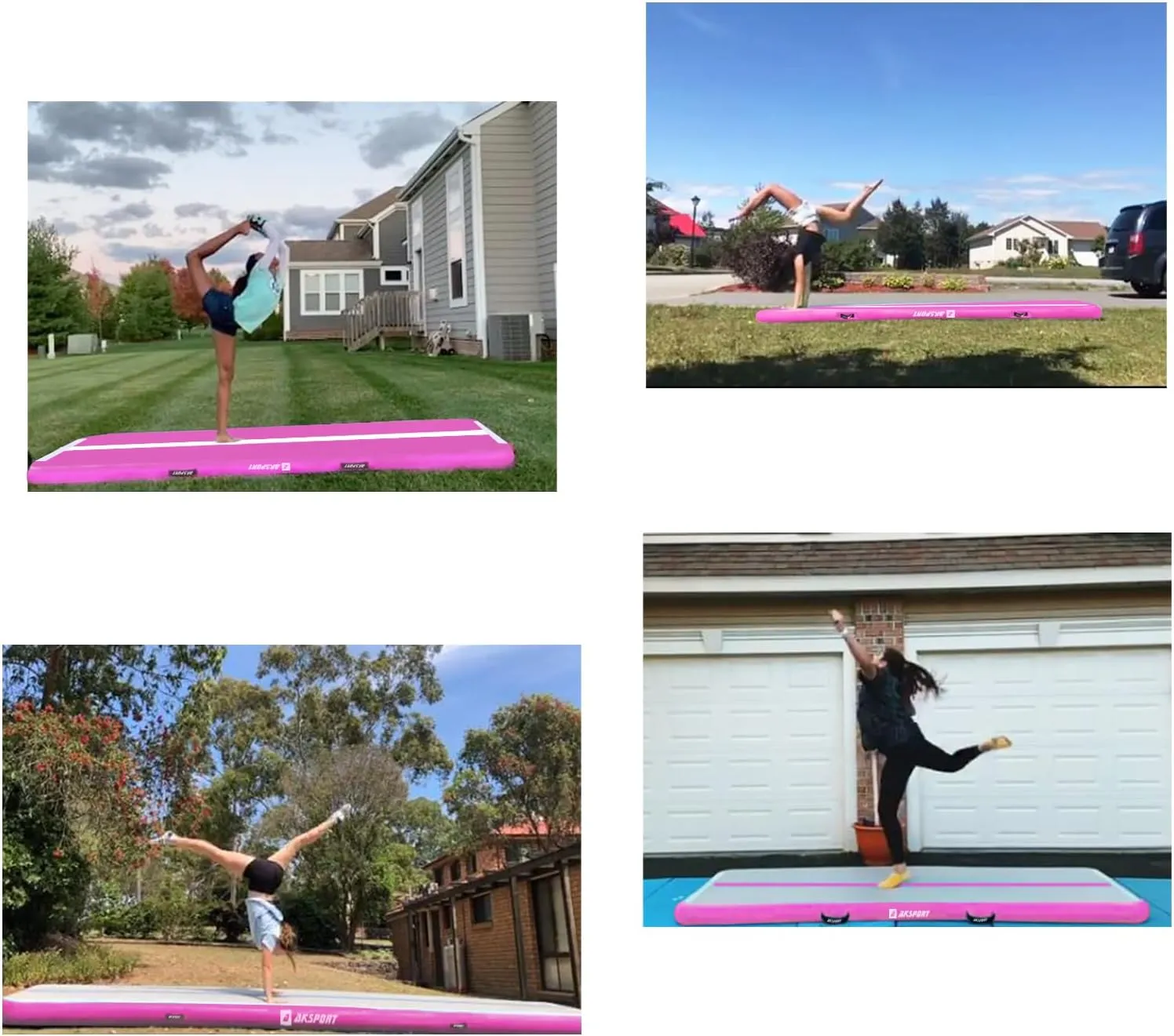 AKSPORT Inflatable Gymnatsics Mat Tumble Track 10ft 13ft 16ft 20ft 23ft Air Tumbling Mat with Air Pump for Home Use/Training/Cheerleading/Yoga