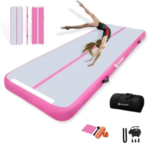 AKSPORT Inflatable Gymnatsics Mat Tumble Track 10ft 13ft 16ft 20ft 23ft Air Tumbling Mat with Air Pump for Home Use/Training/Cheerleading/Yoga
