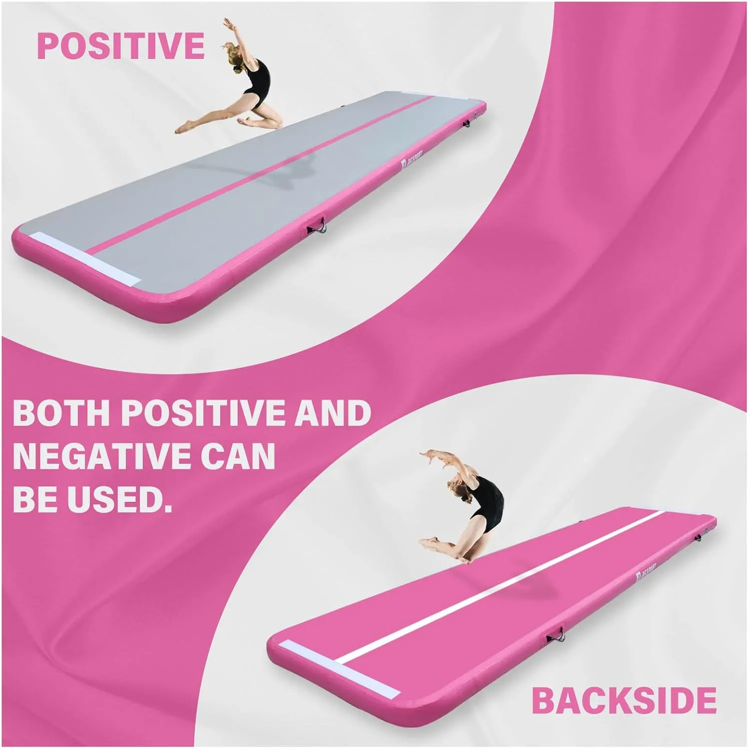 AKSPORT Inflatable Gymnatsics Mat Tumble Track 10ft 13ft 16ft 20ft 23ft Air Tumbling Mat with Air Pump for Home Use/Training/Cheerleading/Yoga