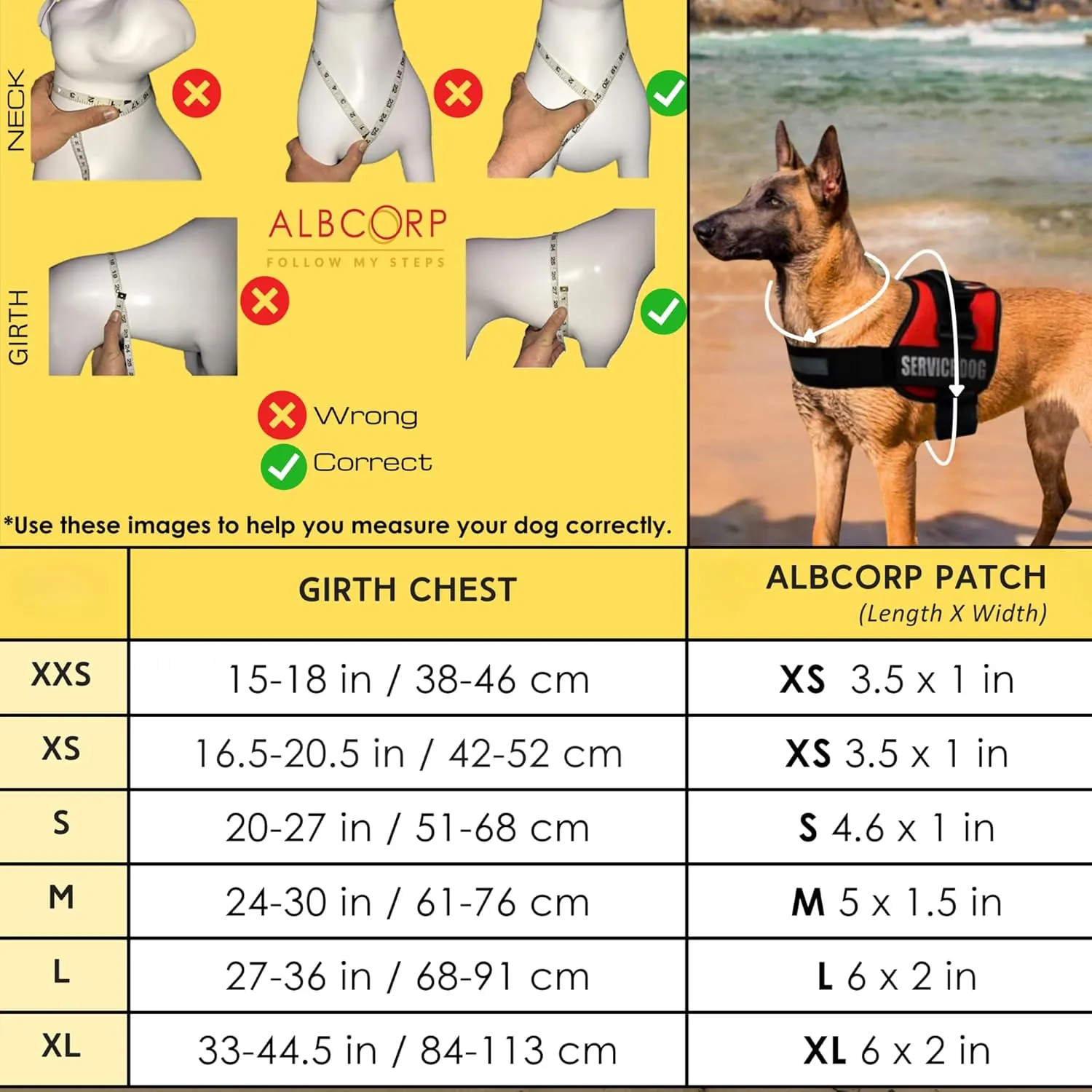 ALBCORP Reflective Service Dog Vest Harness – No-Pull Harness with Handle & Comfy Mesh Padding – Available in Sizes XXS-XL– with 2 Removable Hook & Loop Service Dog Patches, Large, Black