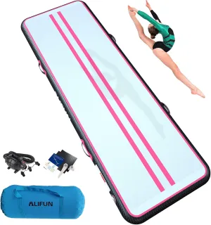 ALIFUN Inflatable Gymnastics Tumble Mat Air Training Track Mat 6.6-20ft Non Slip for Home/Gym/Yoga with Pump