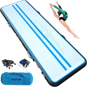 ALIFUN Inflatable Gymnastics Tumble Mat Air Training Track Mat 6.6-20ft Non Slip for Home/Gym/Yoga with Pump