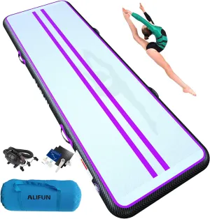 ALIFUN Inflatable Gymnastics Tumble Mat Air Training Track Mat 6.6-20ft Non Slip for Home/Gym/Yoga with Pump