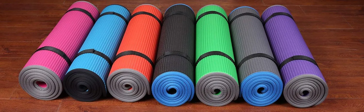 All-Purpose 2/5-Inch (10mm) Extra Thick High Density Anti-Slip Exercise Pilates Yoga Mat with Carrying Strap, Multiple Colors
