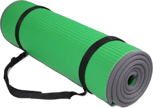 All-Purpose 2/5-Inch (10mm) Extra Thick High Density Anti-Slip Exercise Pilates Yoga Mat with Carrying Strap, Multiple Colors