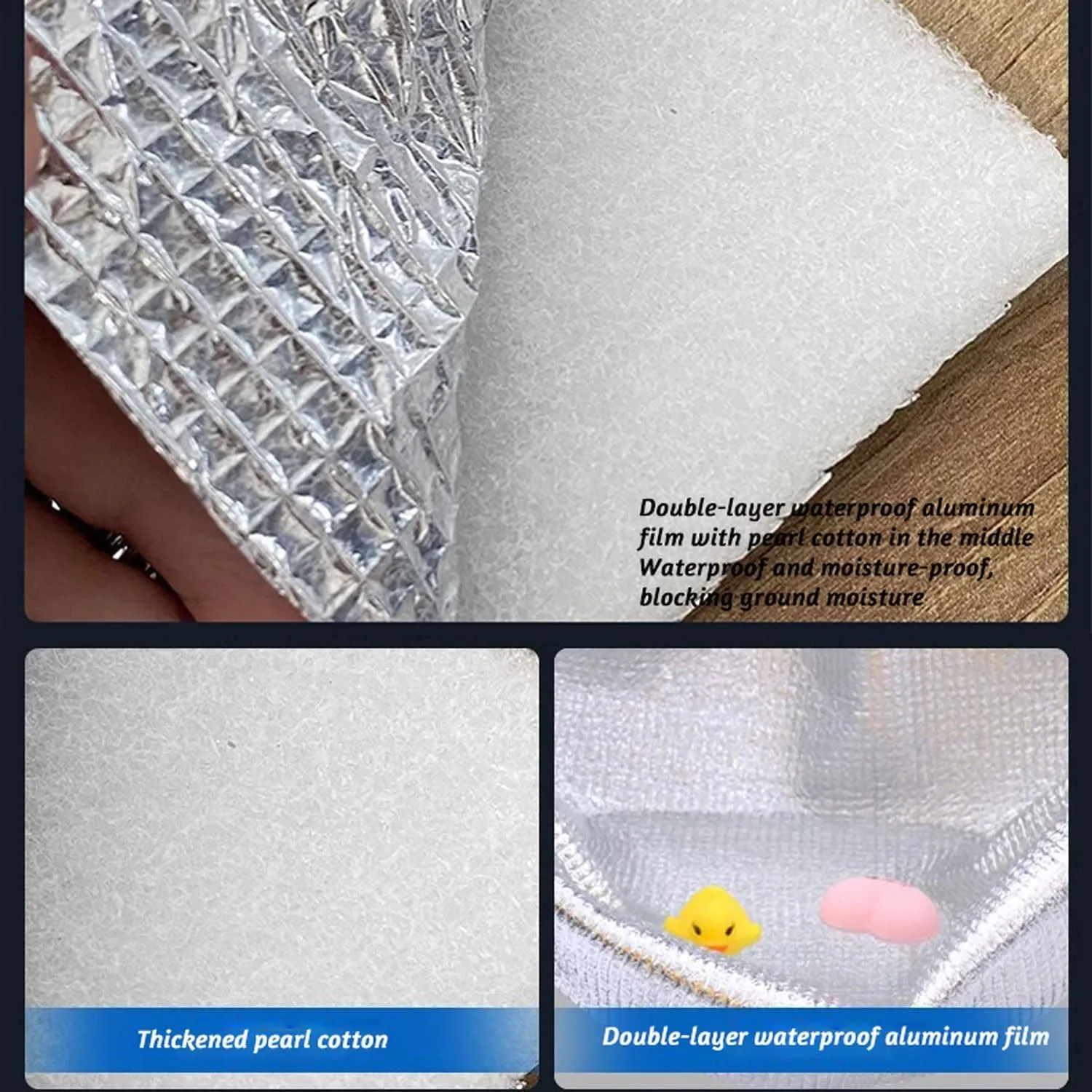 Aluminium Sleeping Mat Foam Mats, Sleeping Mat 4mm Thick Outdoor Double-Sided Moisture-Proof Foldable Tent for Camping Insulated Mat Foldable Tent Mat Floor Mat Thermal Mat