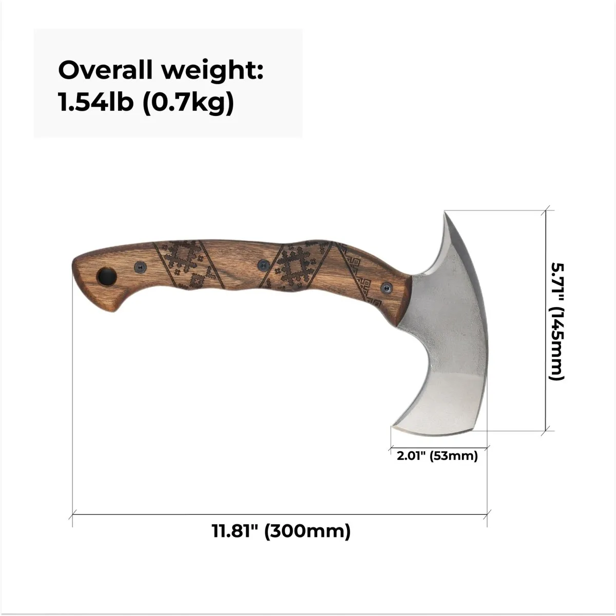 AncientSmithy Handmade tomahawk "Simargl" with Slavic engraving