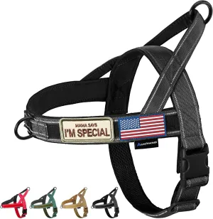 Annchwool No Pull Dog Harness with Soft Padded Handle,Reflective Strip Escape Proof and Quick Fit to Adjust Dog Harness,Easy for Training Walking for Small & Medium and Large Dog(Black,L)
