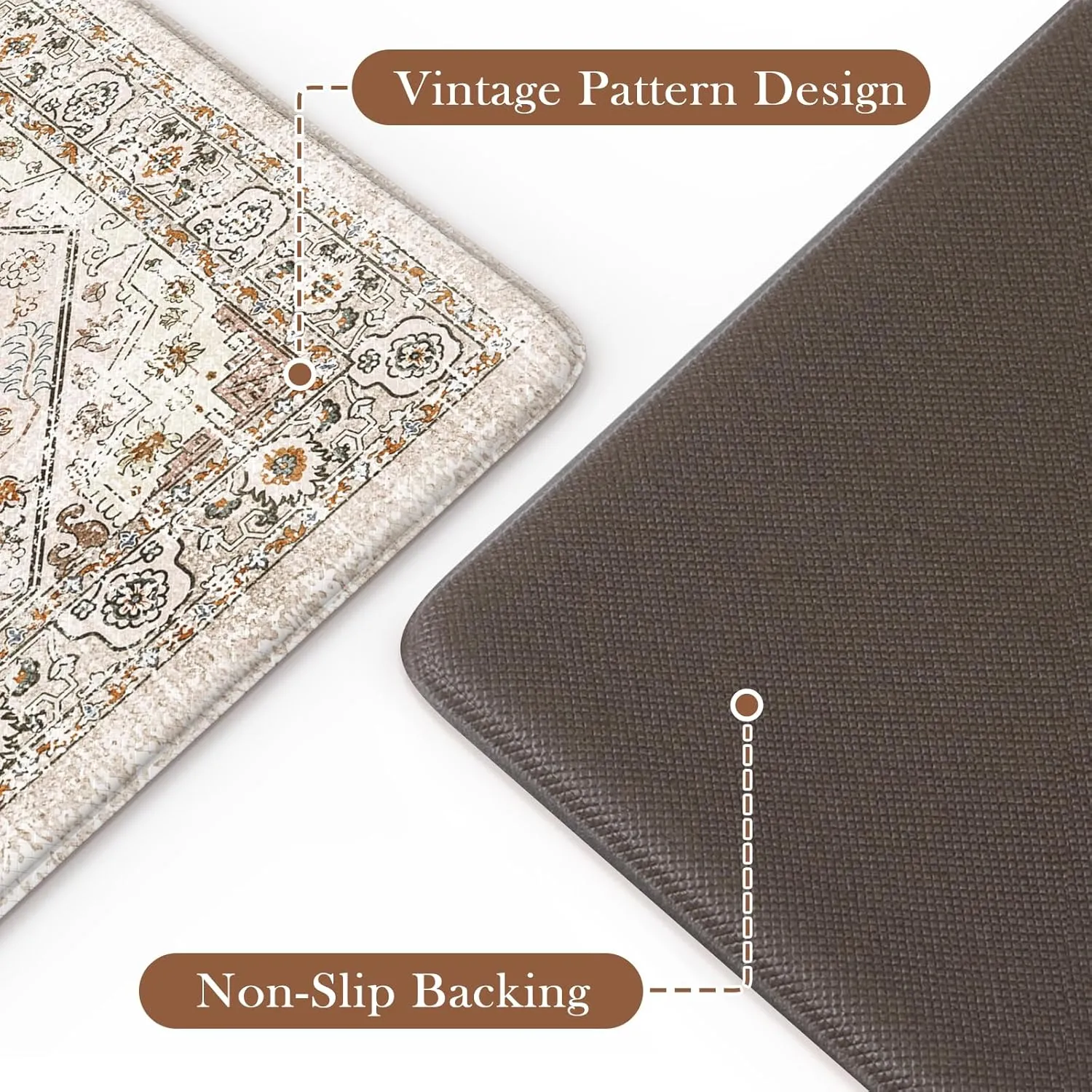 Anti Fatigue Kitchen Mat Cushioned Kitchen Floor Mats, Memory Foam Kitchen Rugs Non Slip Padded Kitchen Mats for Floor, Comfort Kitchen Runner Rug for Hallway,Laundry,Office(Cream)