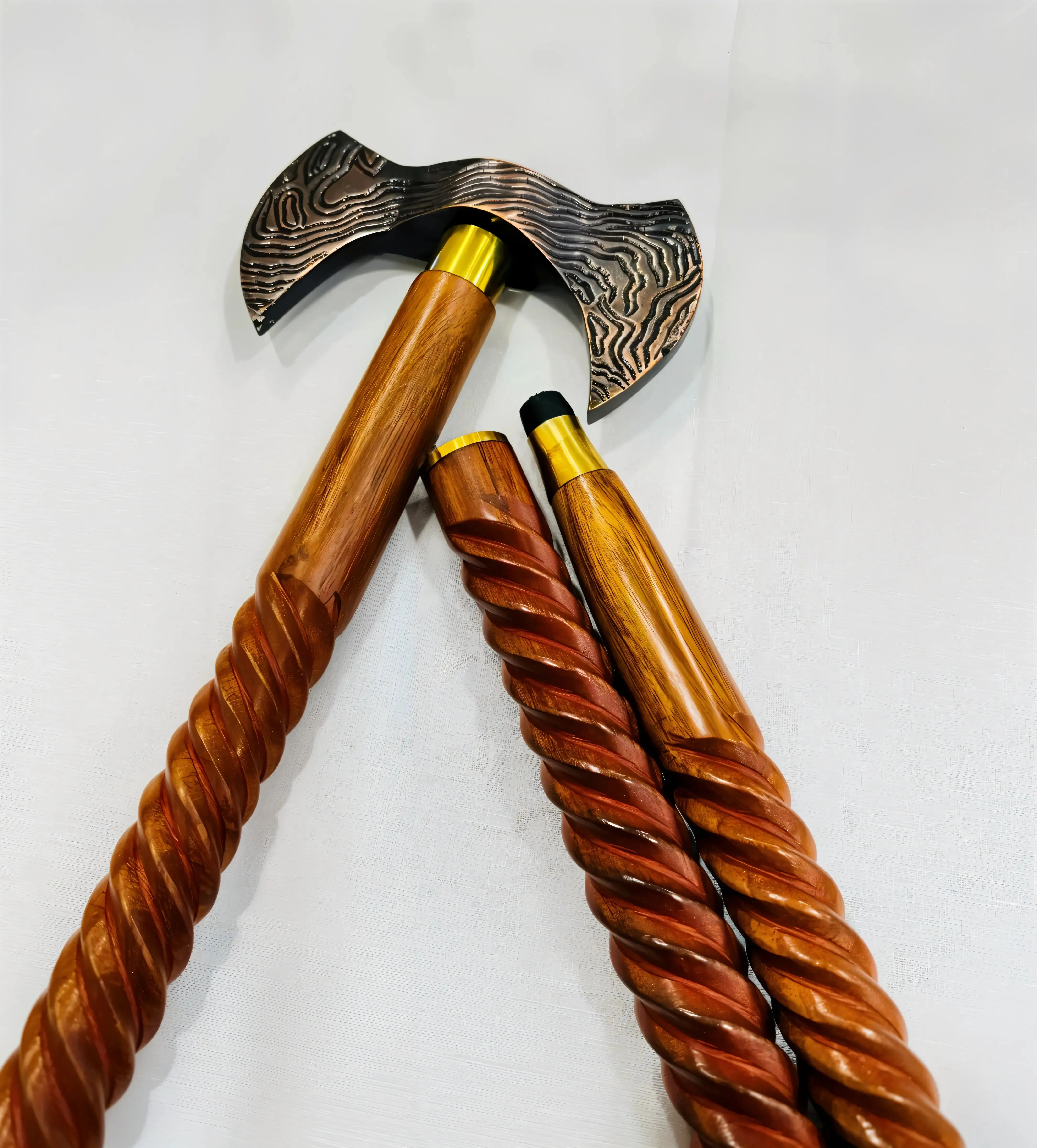 Antique Axe Head Handmade Wooden Walking Cane