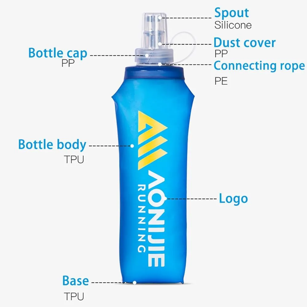 AONIJIE Soft Flask 250mL/500mL TPU Collapsible Water Bottles for Outdoor Sports Hydration Ideal for Running Hiking Cycling Climbing (A#500ML Soft Flask)