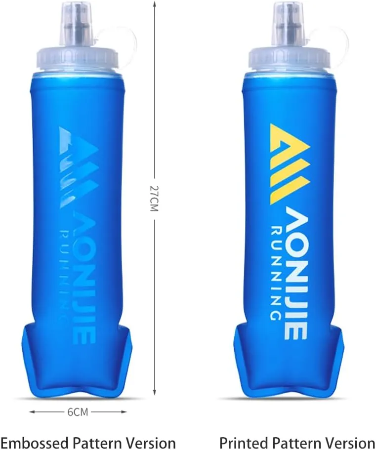 AONIJIE Soft Flask 250mL/500mL TPU Collapsible Water Bottles for Outdoor Sports Hydration Ideal for Running Hiking Cycling Climbing (D#500ML(Embossing))