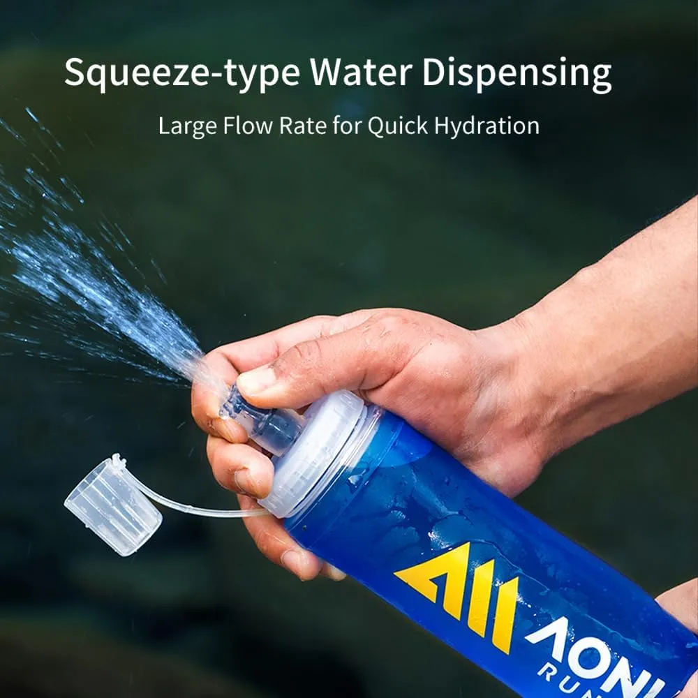 AONIJIE Soft Flask 250mL/500mL TPU Collapsible Water Bottles for Outdoor Sports Hydration Ideal for Running Hiking Cycling Climbing (D#500ML(Embossing))
