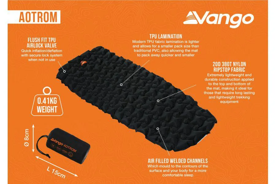 Aotrom Inflatable Mat: 185x5cm by Vango