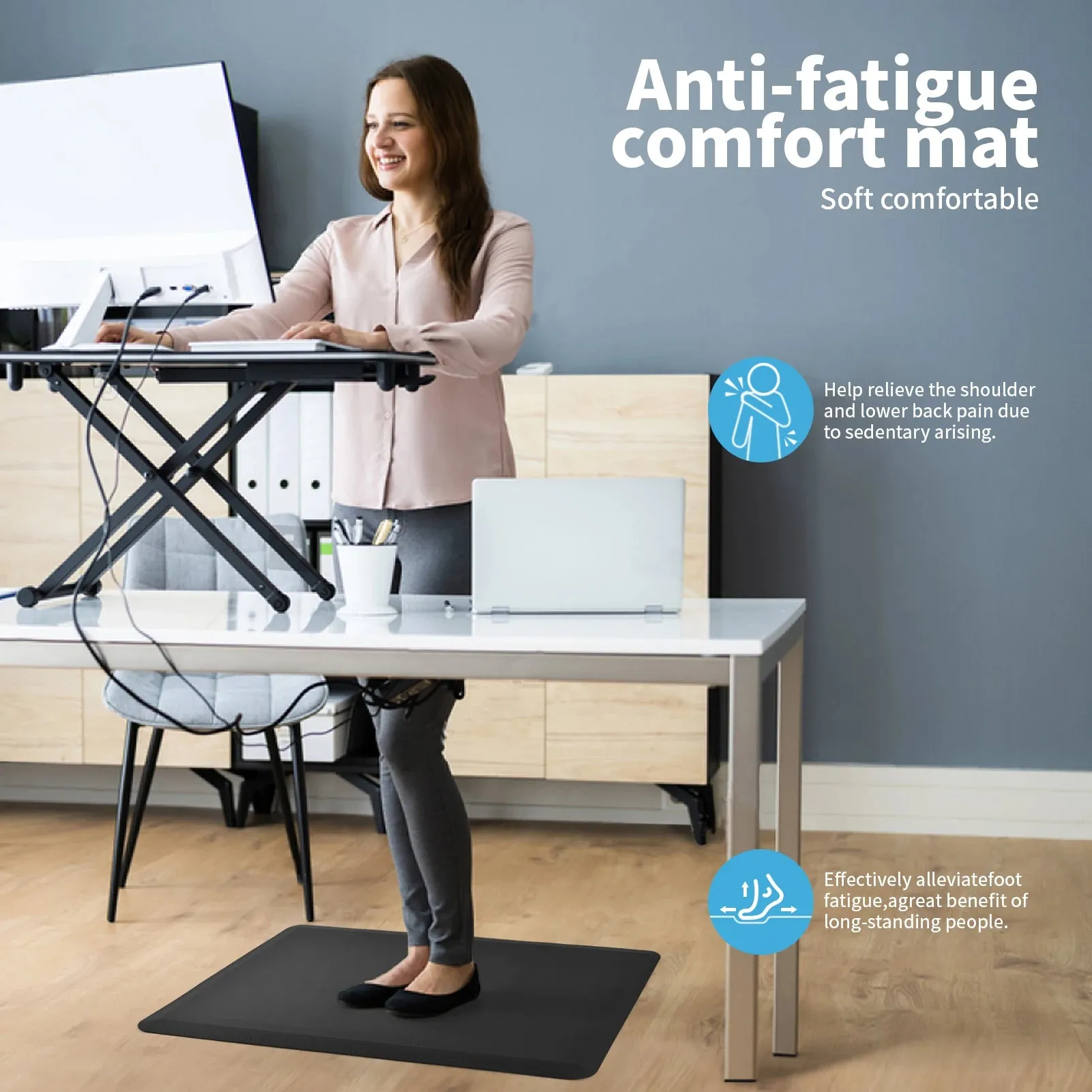 Art3d Anti Fatigue Mat Cushioned Kitchen Mat - Non Slip Foam Comfort Cushion for Standing Desk, Office(71x44cm)