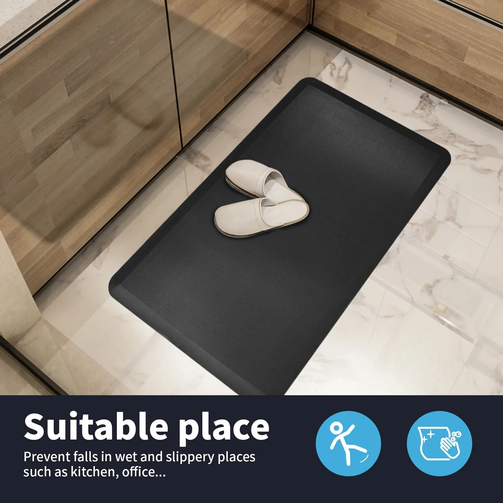Art3d Anti Fatigue Mat Cushioned Kitchen Mat - Non Slip Foam Comfort Cushion for Standing Desk, Office(71x44cm)