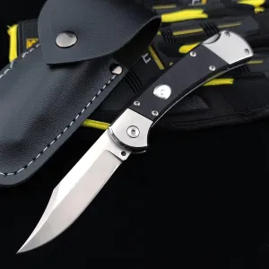 Assisted Opening Push Button Lock Knife, Back Lock Folding Pocket Knife, 440C Stainless Steel and G10 Handle, Camping EDC Knife for Indoor Outdoor. (black)