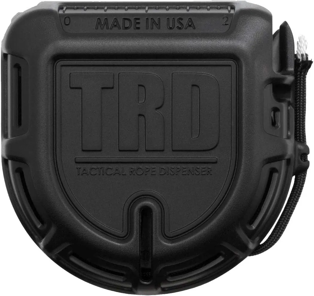 Atwood Rope MFG Tactical 550 Paracord Parachute Cord Rope Dispenser Black 50ft Spool TRD | Cutting Blade, Belt Clip, Cord Grip, View Port, Integrated Ruler