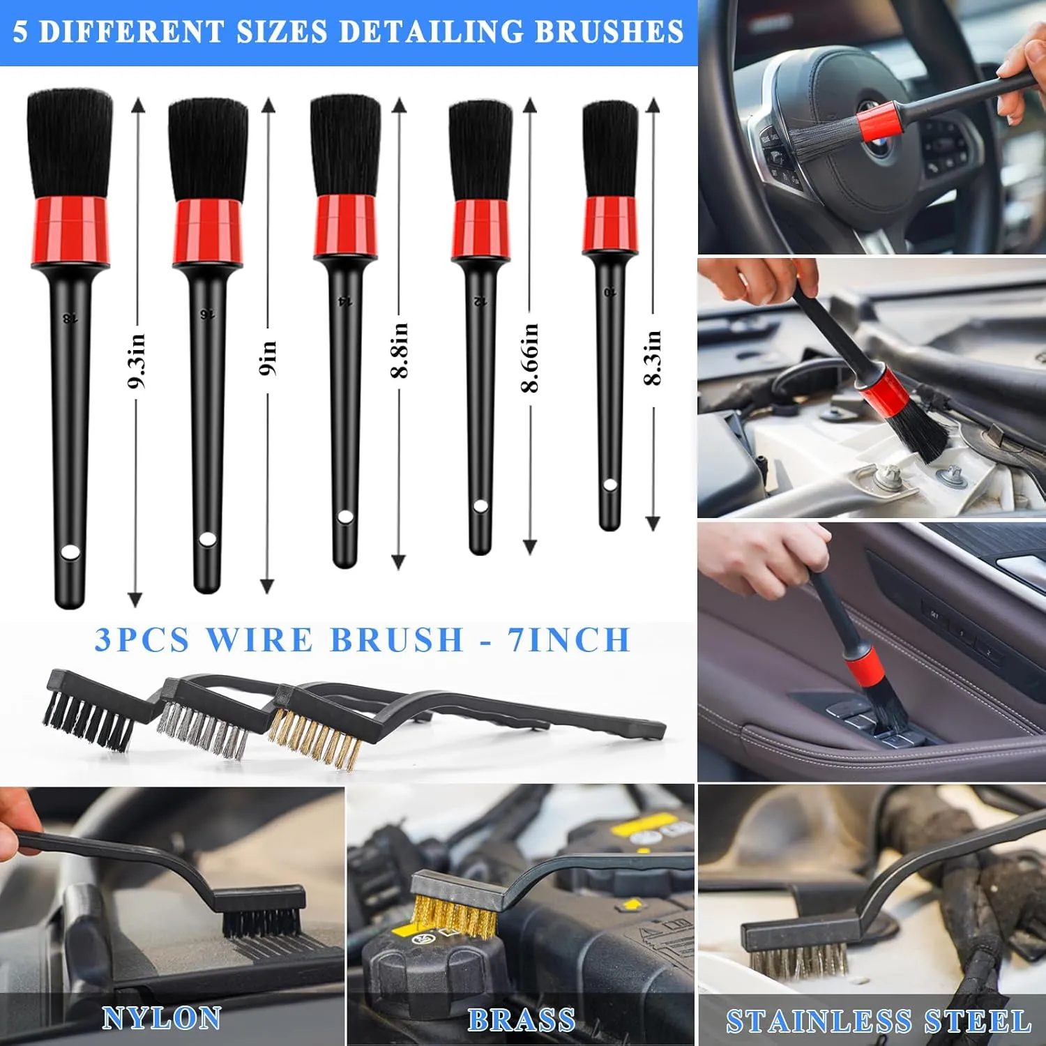 AUTODECO 42Pcs Car Wash Detailing Kit Cleaning Kits with Foam Gun Sprayer Wash Brush with Long Handle Collapsible Bucket Large Wash Mitt Towels Complete Interior Exterior Car Washing Supply Set Blue