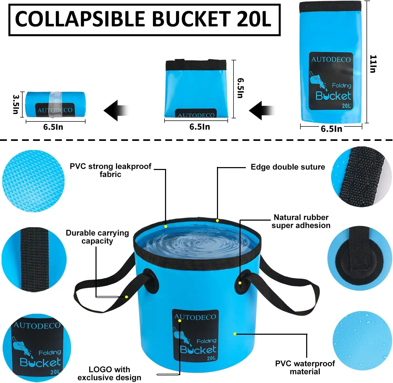 AUTODECO 42Pcs Car Wash Detailing Kit Cleaning Kits with Foam Gun Sprayer Wash Brush with Long Handle Collapsible Bucket Large Wash Mitt Towels Complete Interior Exterior Car Washing Supply Set Blue