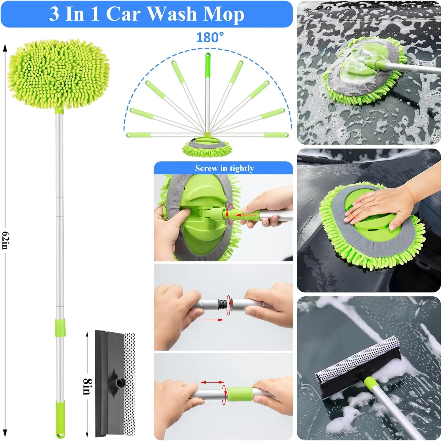 AUTODECO 42Pcs Car Wash Detailing Kit Cleaning Kits with Foam Gun Sprayer Wash Brush with Long Handle Collapsible Bucket Large Wash Mitt Towels Complete Interior Exterior Car Washing Supply Set Blue