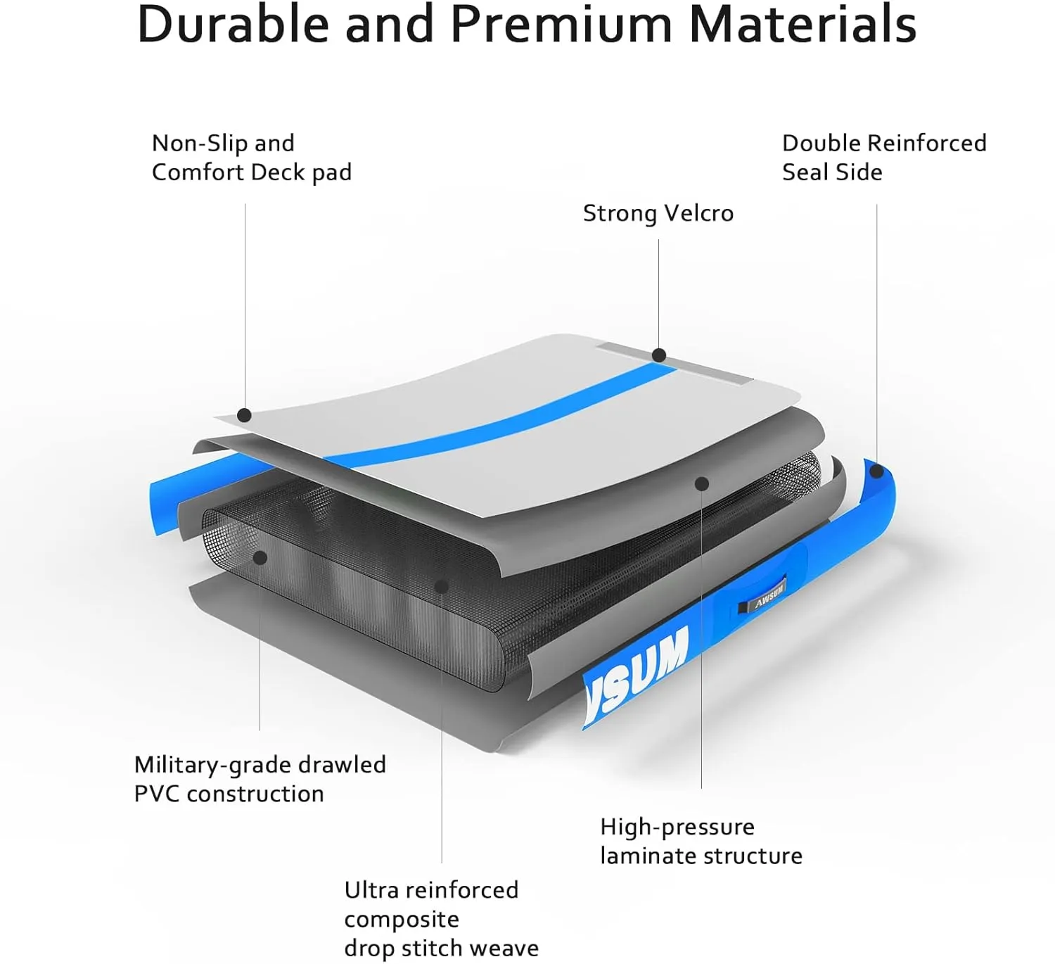 AWSUM Inflatable Air Gymnastics Mat 10ft/13ft/16ft/20ft/23ft Training mat 4/8 inches Thick tumbling mat with Electric Pump for Home/Gym/Outdoor