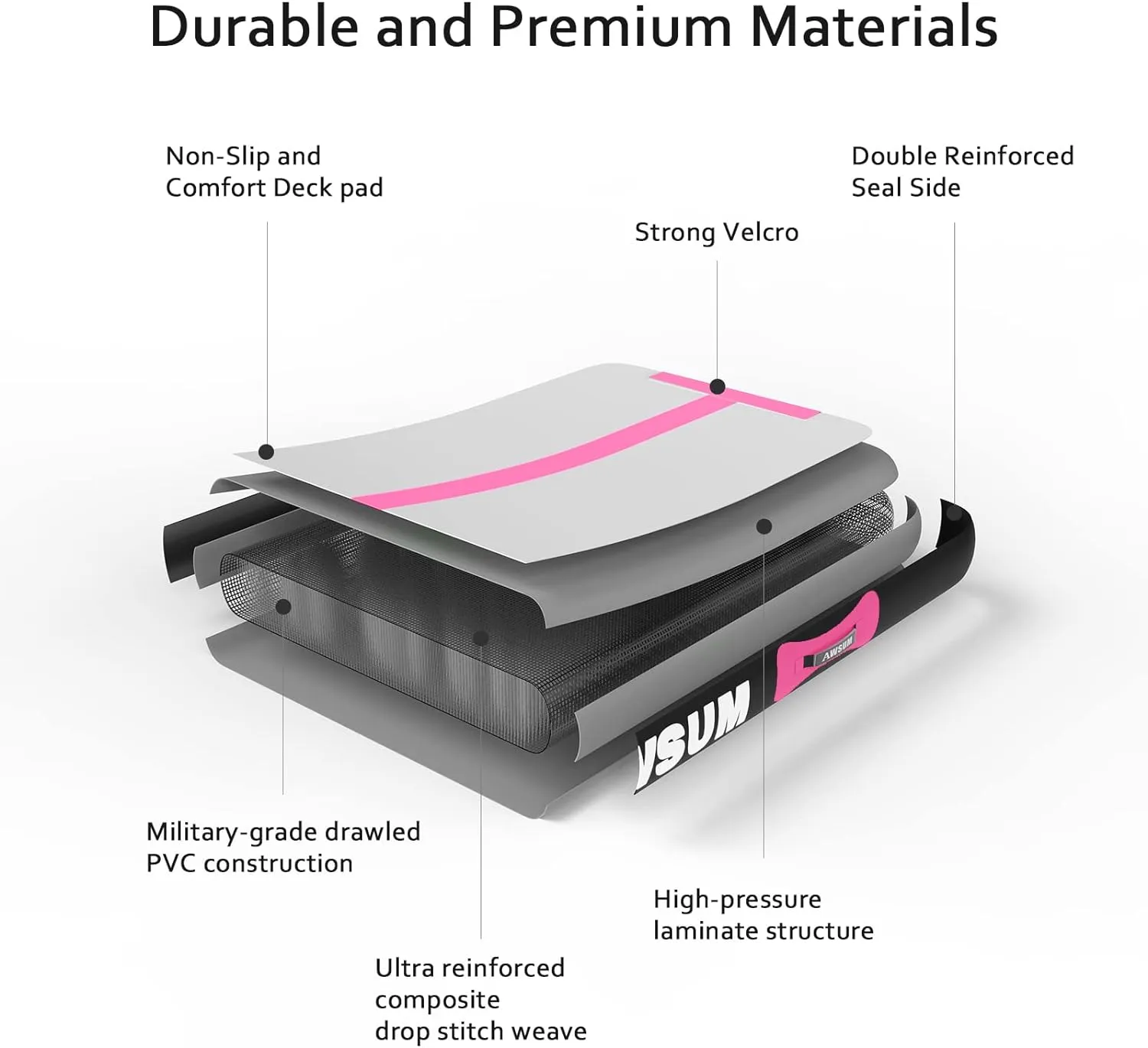 AWSUM Inflatable Air Gymnastics Mat 10ft/13ft/16ft/20ft/23ft Training mat 4/8 inches Thick tumbling mat with Electric Pump for Home/Gym/Outdoor