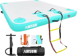 AWSUM Inflatable Floating Dock Air Dock Platform Floating Island Raft with None-Slip Surface for Pool Beach Ocean