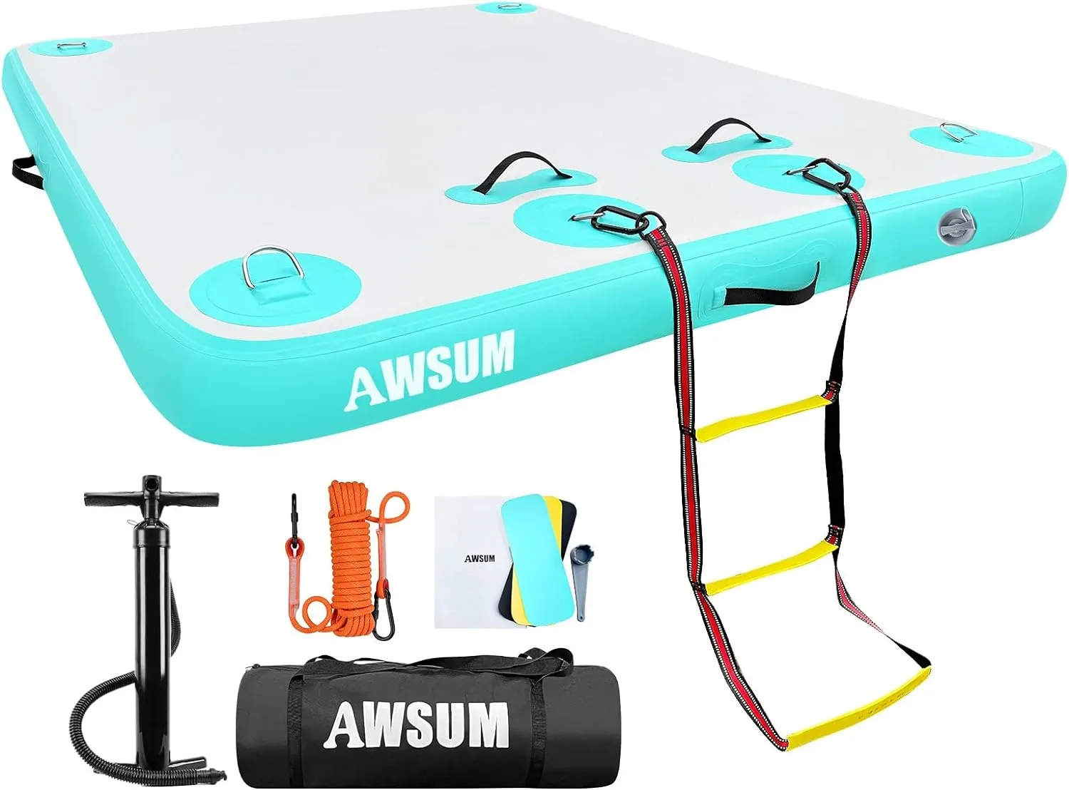 AWSUM Inflatable Floating Dock Air Dock Platform Floating Island Raft with None-Slip Surface for Pool Beach Ocean
