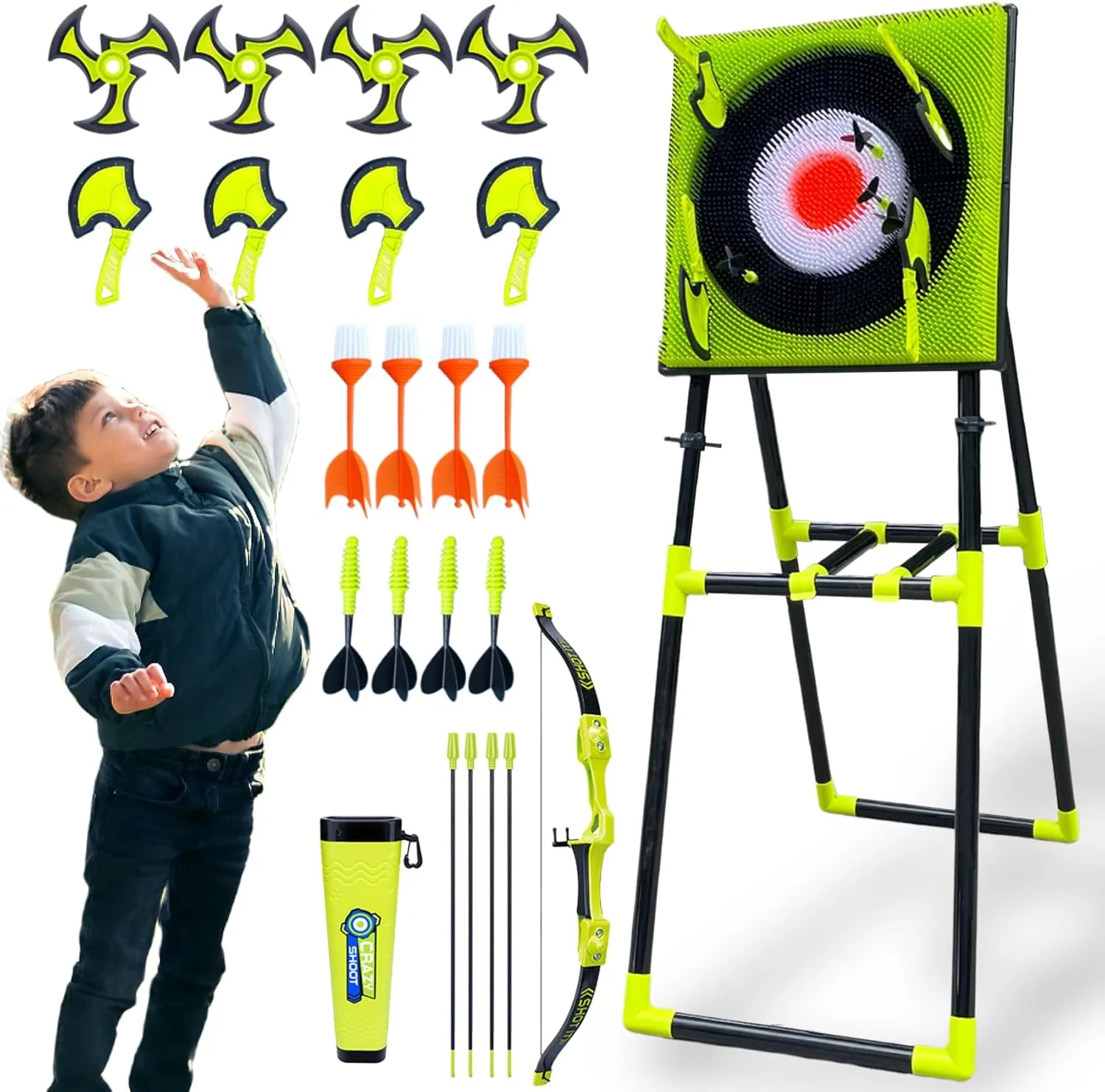 Ax Throwing Game Set for Adults Yard Axe Throwing Game Outdoor Axe Throwing Game Hatchet Throwing Game for Backyard Archery Targets for Backyard Bow and Arrow Set with Axe Throwing