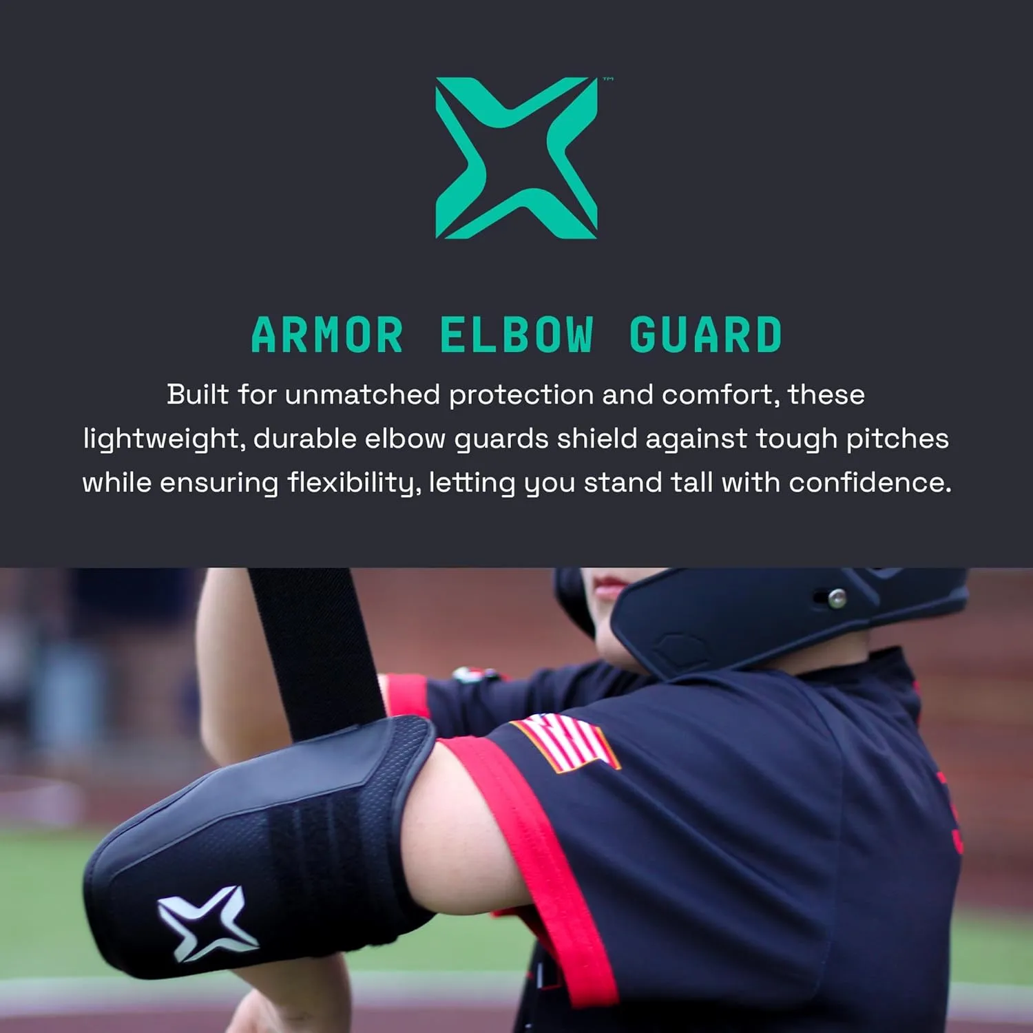 Axe | Armour Baseball & Softball Batter's Elbow Guard | Adjustable Strap One-Size Design Fits Youth & Adult Players