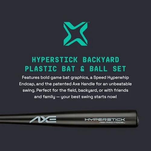Axe | Hyperstick | Premium Backyard Plastic Bat & Ball Set | 33" | Kids, Youth, Teens, & Adults