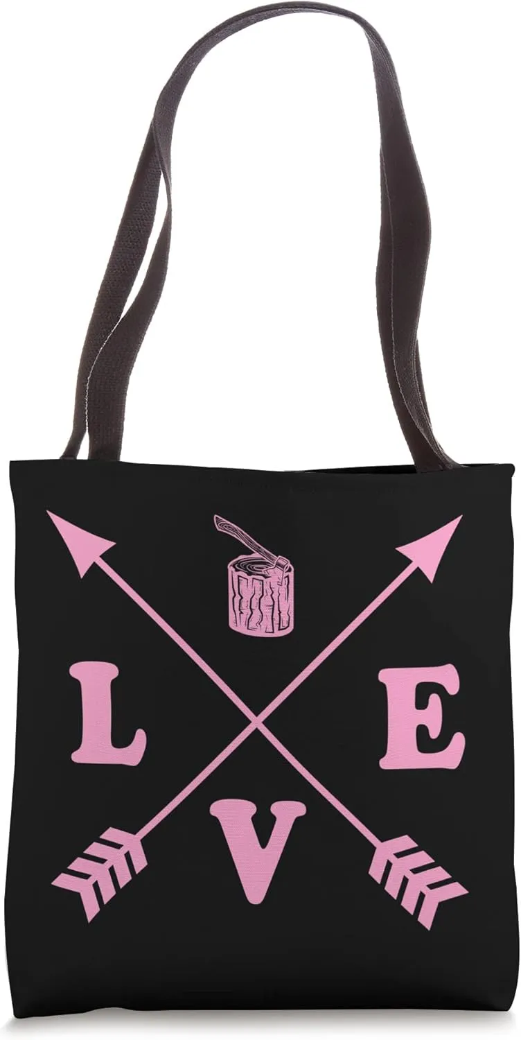 Axe In Tree Stump Logger Lumberjack Arborist Trendy Arrow Tote Bag