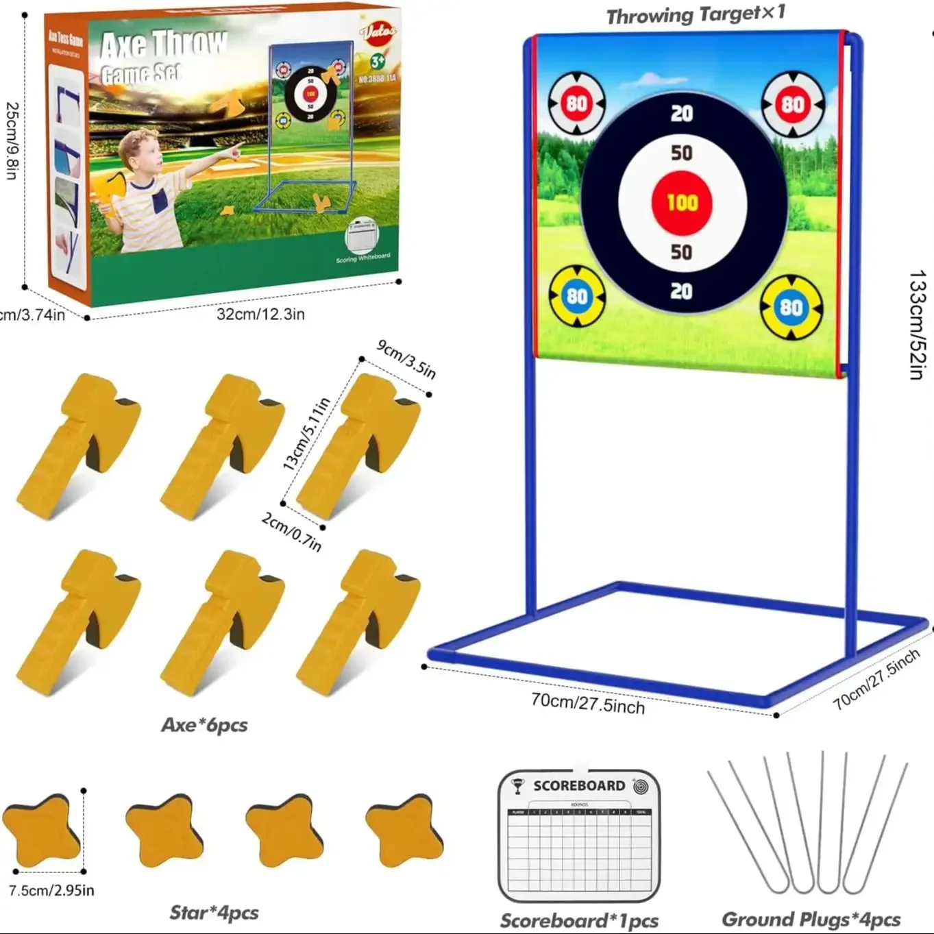 Axe Star Throwing Game Set Toy For Kids Indoor Outdoor Fun
