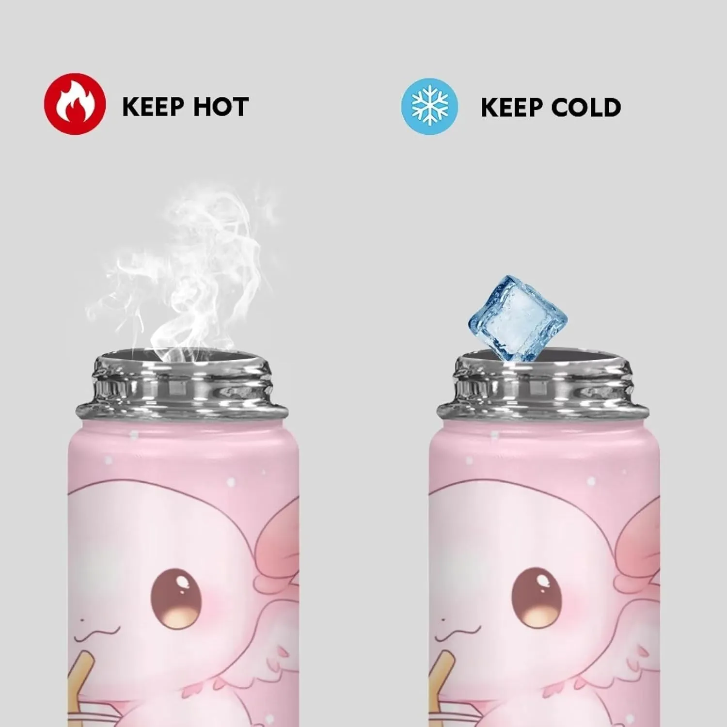Axolotl Insulated Stainless Steel Water Bottle with Top Handle 18 Oz Vacuum Stainless Steel Sports Travel Water Bottle for Women Men