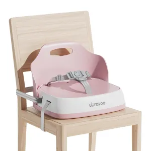 Baby Booster Seats, Toddler Booster Seat for Dining Table with Adjustable Straps, Portable Compact Portable Baby Chair for Dining and Travel (Pink)