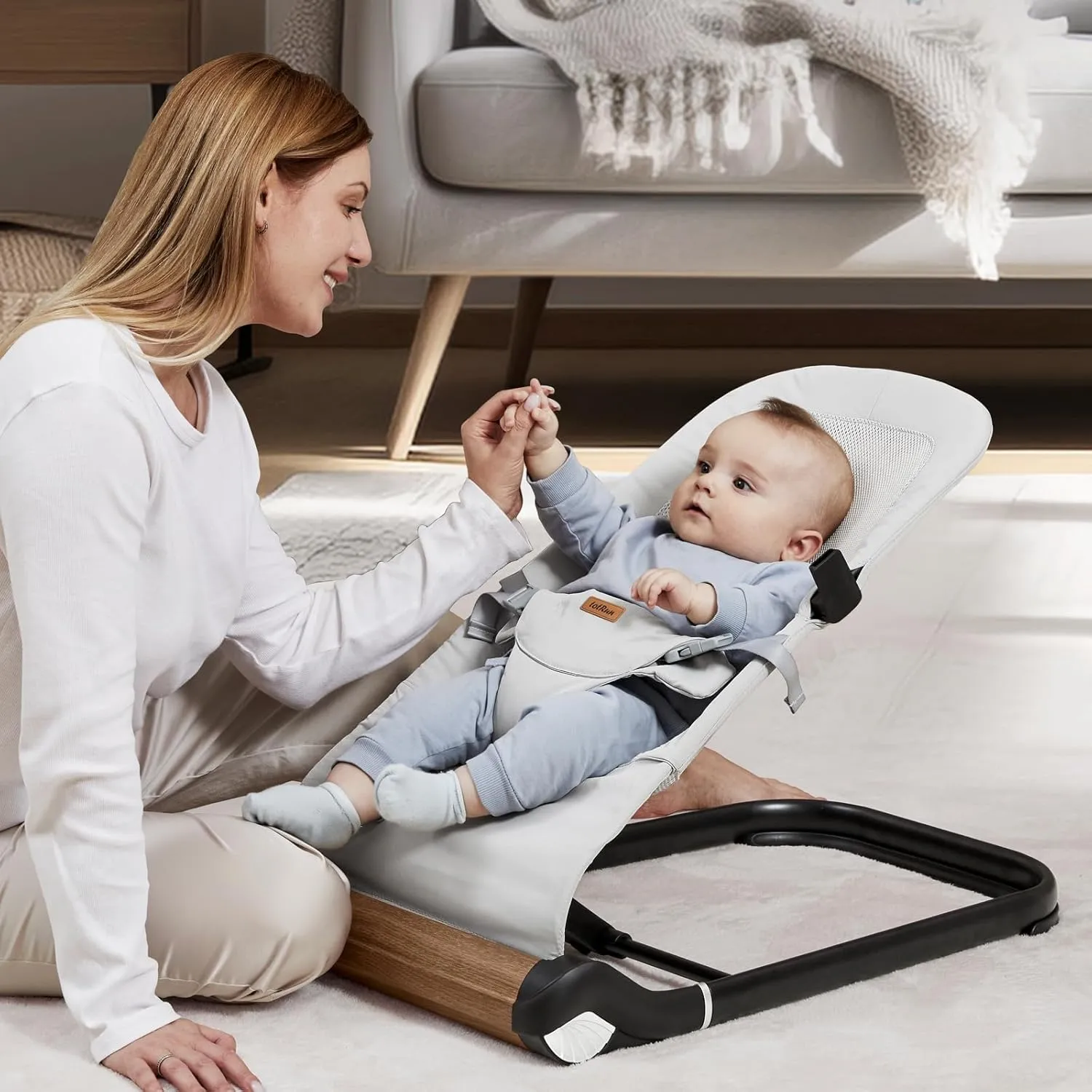 Baby Bouncer Chair - Comfortable Support for Your Little One's Blissful Moments (Net, Light Grey)