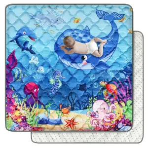 Baby Mat for Floor, Premium 50x50 Playpen Mat, Odorless Play Mat, Thicken Soft Padding Foam Play Mat for Baby, Non-Slip Cushioned Baby Floor Mat, Machine Washable Baby Crawling Mat (Ocean)