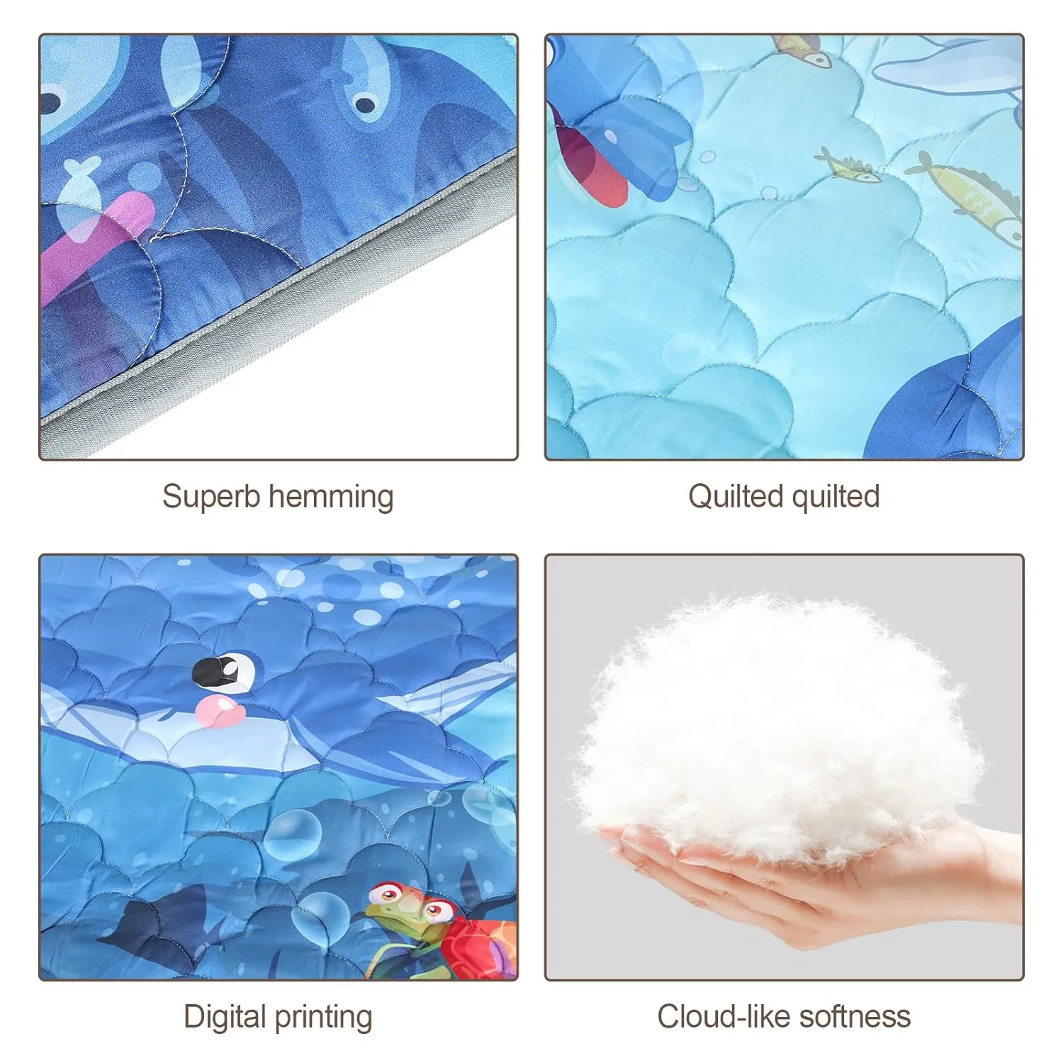 Baby Mat for Floor, Premium 50x50 Playpen Mat, Odorless Play Mat, Thicken Soft Padding Foam Play Mat for Baby, Non-Slip Cushioned Baby Floor Mat, Machine Washable Baby Crawling Mat (Ocean)