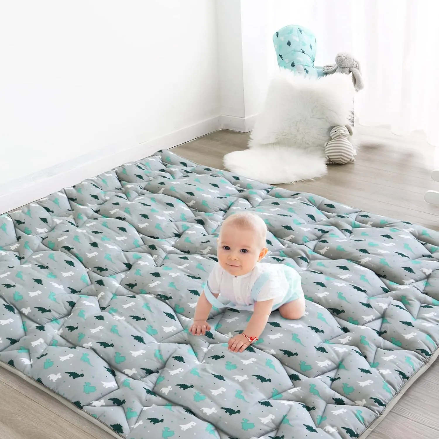 Baby Play Mat for 71'' x 59'' Playpen, Playmat for Babies and Toddlers Large & Thick, Non Slip Cushioned Baby Play Mats for Floor, Kids Play Mat for Playpen Easy Clean, Foam Play Mat, Grey
