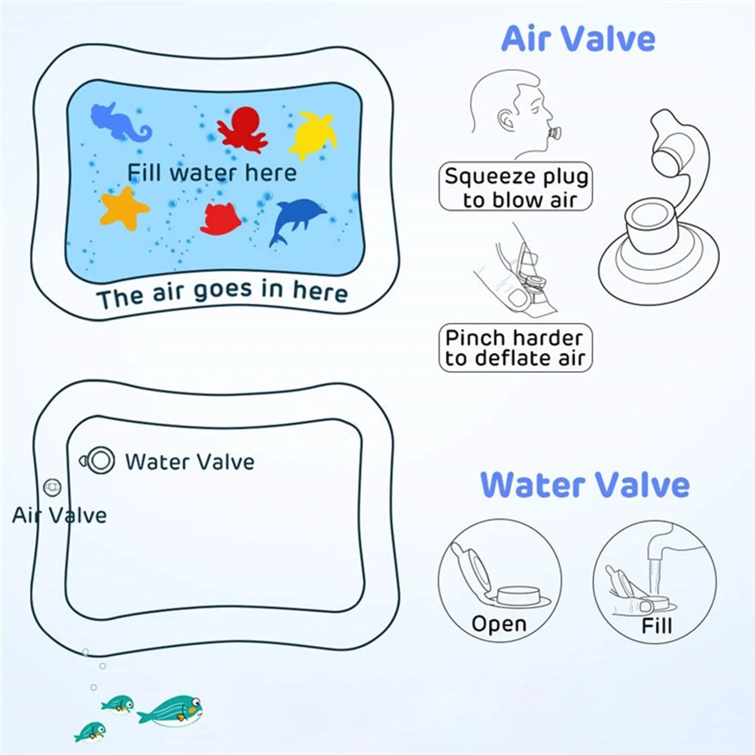 Baby Water Mat Inflatable Baby Play Mat Activity Center for Infant Baby Toys 3 to 15 Months, Baby Gifts for Boys Girls(Assorted Design)