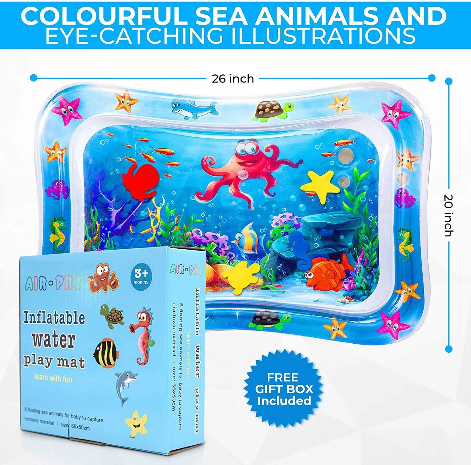Baby Water Mat, Premium Inflatable Baby Play Mat Activity Centre for Infants Baby