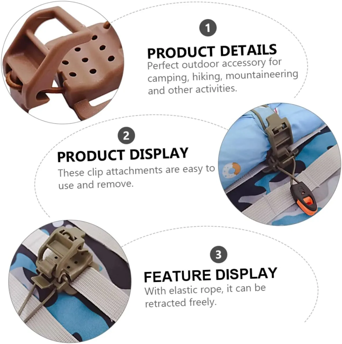 Back Hanger Camping Outdoor Gear Clip Rucksack Bag Clips Buckle Webbing Walking Stick Whistle Fixed Clip
