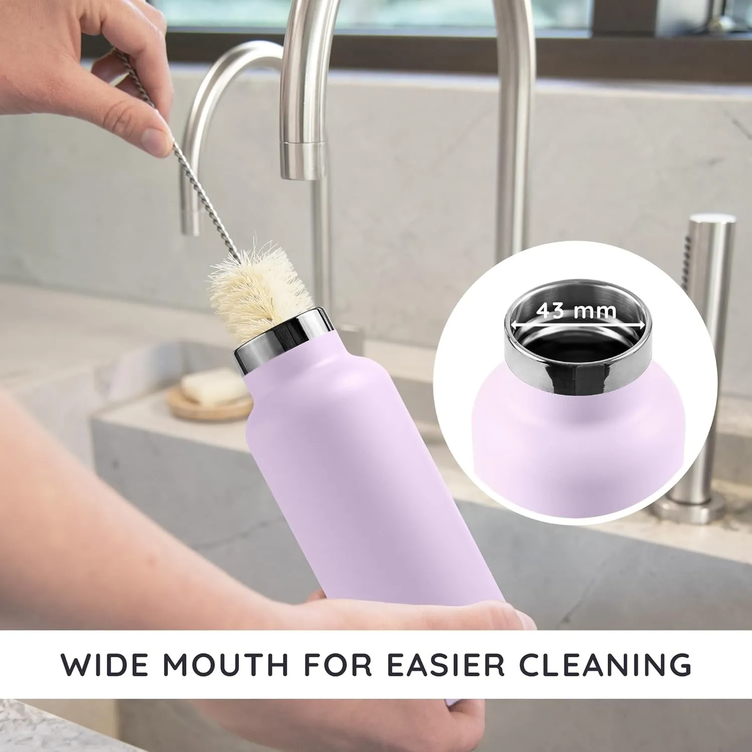 Bambaw Insulated Water Bottle 32 oz, Lavender Water Bottle Stainless Steel, 1 Liter Water Bottle, Large Thermal Water Bottle 32 oz – Lavender Haze
