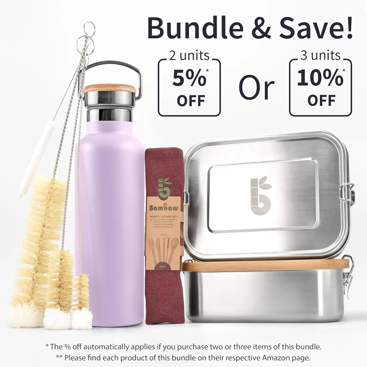 Bambaw Insulated Water Bottle 32 oz, Lavender Water Bottle Stainless Steel, 1 Liter Water Bottle, Large Thermal Water Bottle 32 oz – Lavender Haze