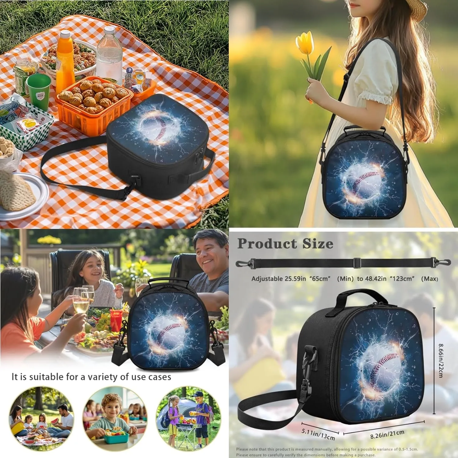 Baseball Boys Backpack 3 Pcs Set for 1St 2Nd Kids 17 Inch School Bag,Black Bookbag for Elementary Children Cool Daypack with Lunch Box for Girls School Supplies