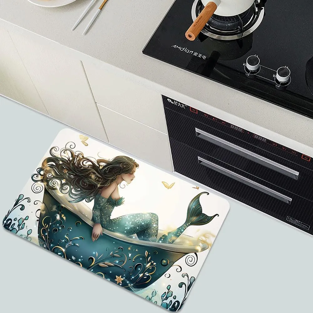 Bath Mat-Bathroom Rug，Bathtub Mermaid-Absorbent Non Slip Quick Dry Stain Resistant Easy to Clean Care Shower Rug for Bathtub Shower Room 16×24Inch (40 * 60cm)