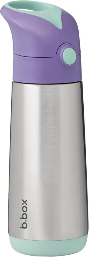b.box 16.9 oz Insulated Water Bottle - Keeps Drinks Cold 15 Hours, Warm 8 Hours, Triple Wall Stainless Steel Kids Water Bottle w/Free Flow Silicone Straw, Leakproof & Dishwasher Safe