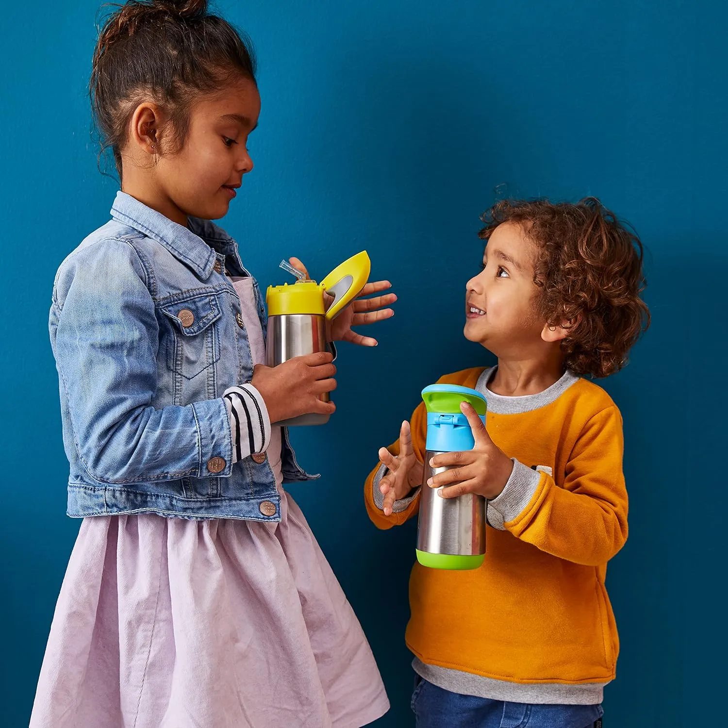 b.box 16.9 oz Insulated Water Bottle - Keeps Drinks Cold 15 Hours, Warm 8 Hours, Triple Wall Stainless Steel Kids Water Bottle w/Free Flow Silicone Straw, Leakproof & Dishwasher Safe