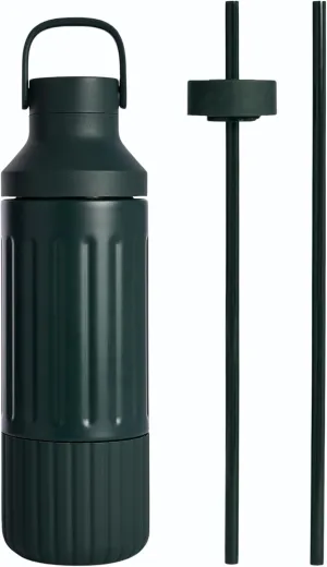 BEAST Health® Stainless Steel Water Bottle, 22 oz, Insulated Stainless Steel, Leak-Proof, Reusable Straw System, Portable Carry Cap, BPA-Free, Dishwasher Safe (Forest Green)